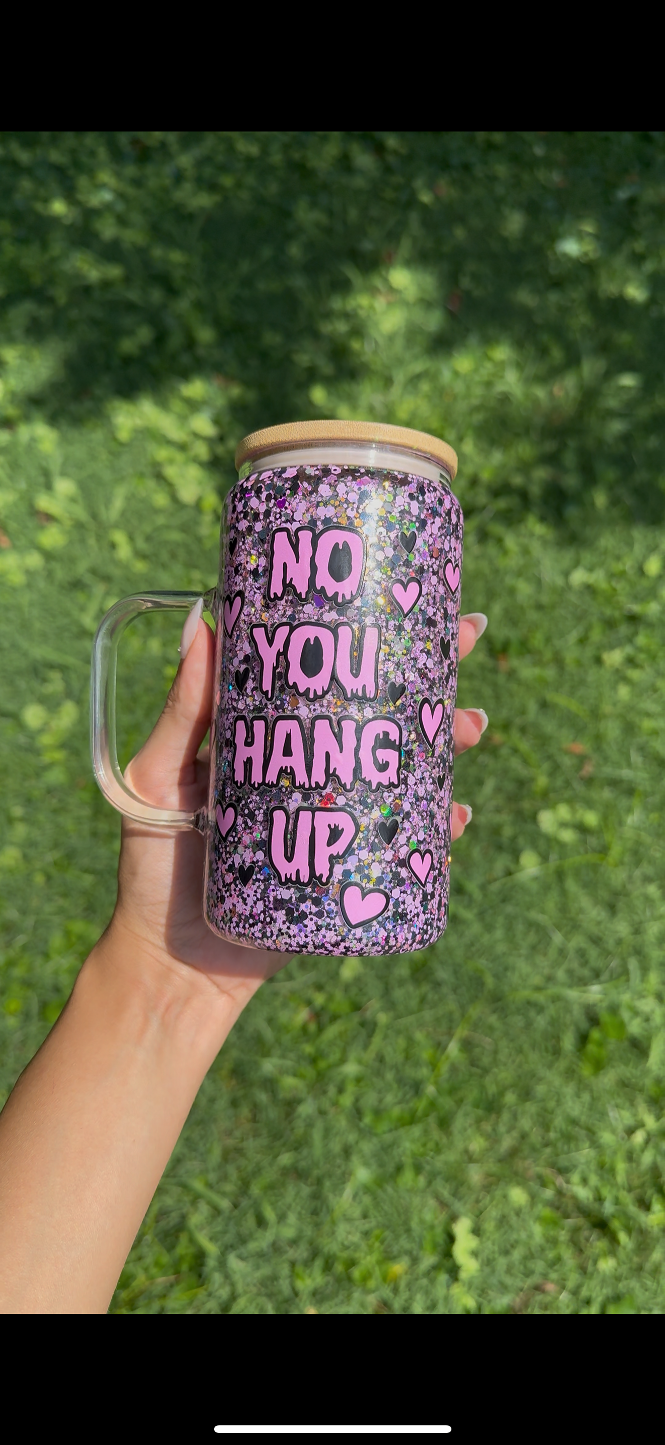 16 oz glass with handle Ghost Face Cup