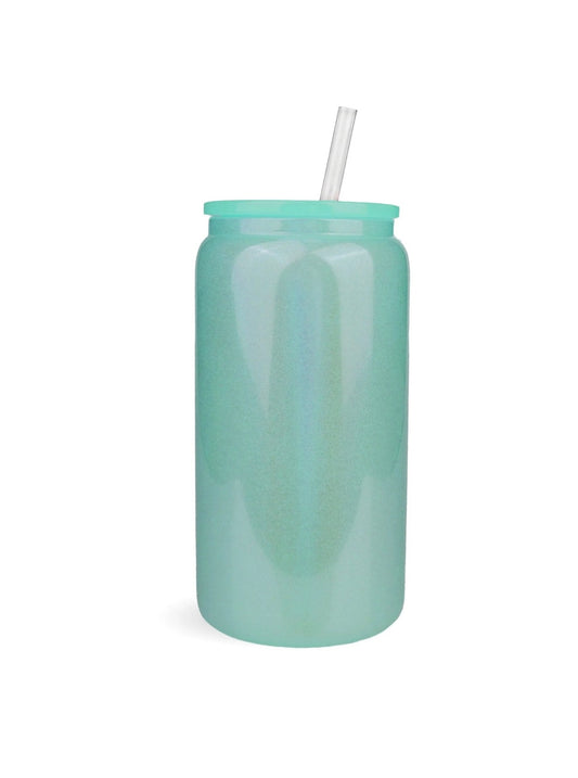 16 oz Mint Green Shimmer Glass