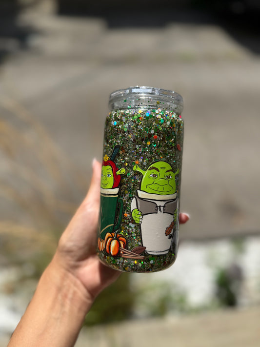 16 oz Shrek Cup with Bedazzled Lid