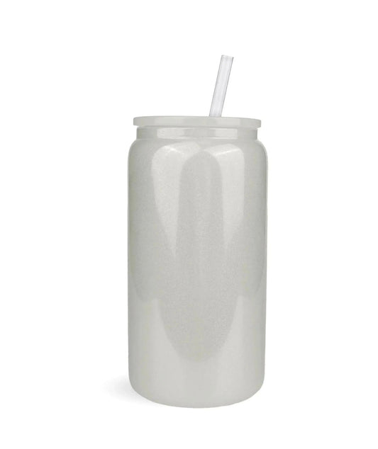 16 oz White Shimmer Glass