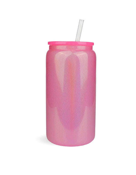 16 oz Hot Pink Shimmer Glass