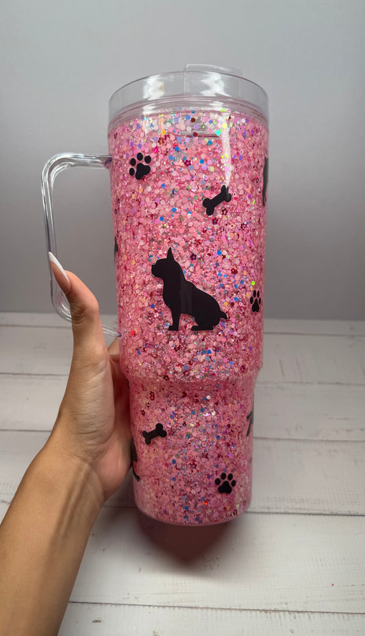 40 oz acrylic glitter Frenchie