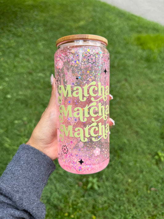 20 oz Glass Glitter Cup