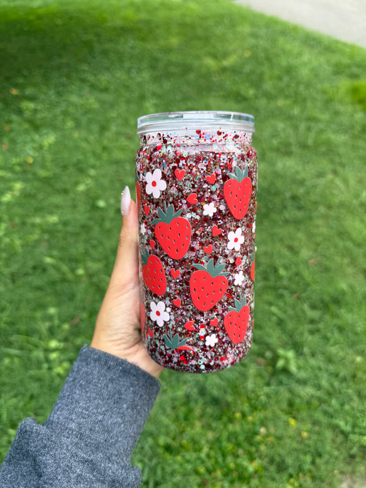 16 oz Glitter Snow Globe Cup